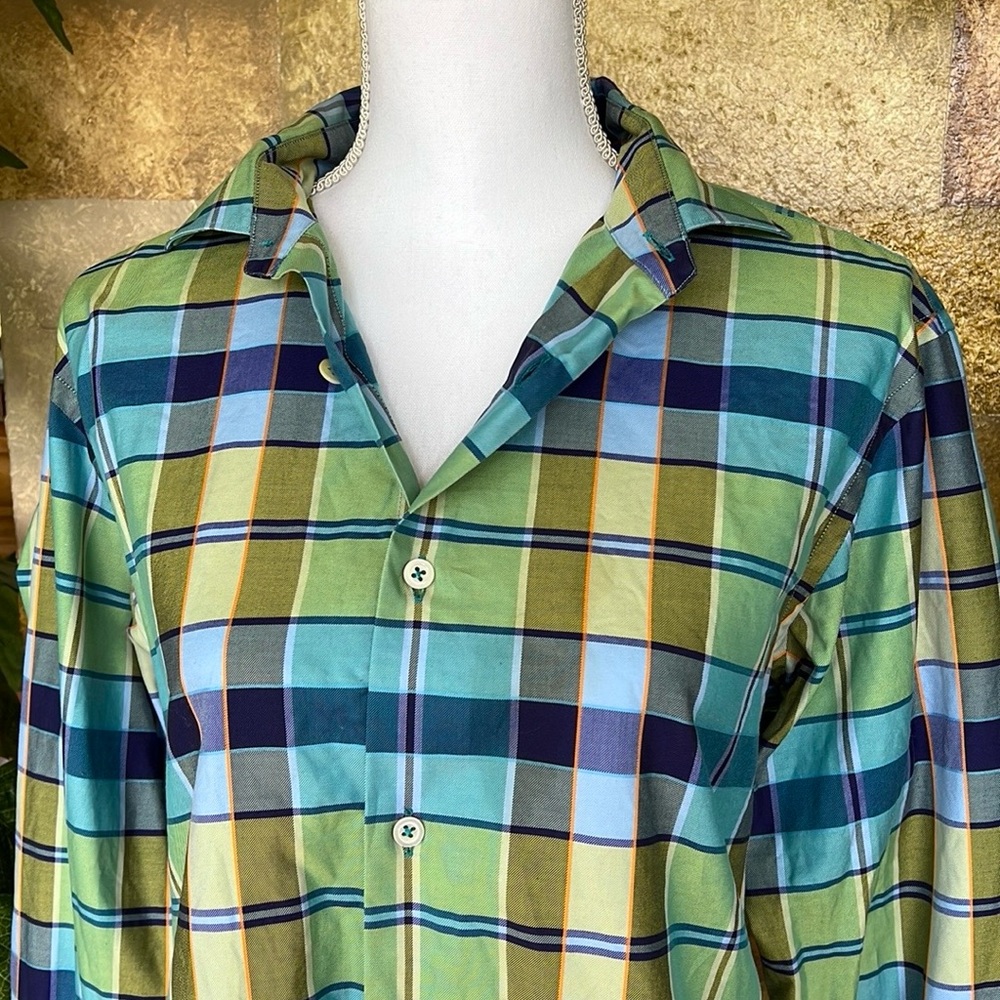 Robert Talbott Men’s Plaid Button Down Collared 100% Cotton Shirt, Size M - Picture 2 of 9